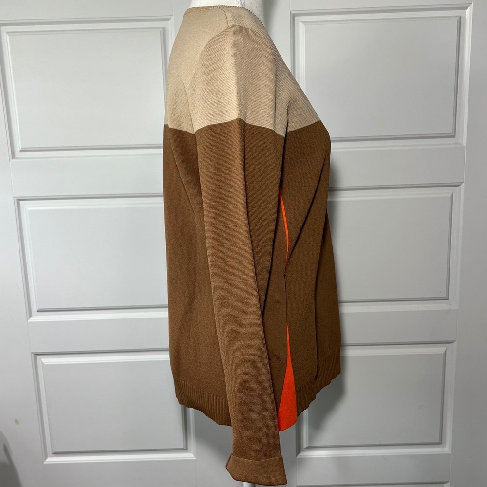Seventy Venezia Brown Tan Orange Colorblock Snap Side Sweater TG 44 USA 8-10 - Picture 10 of 10